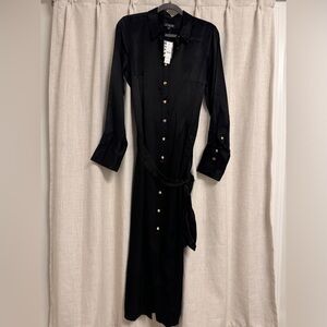 J.Crew Long Belted Black Shirt Dress Size 8 New With Tag